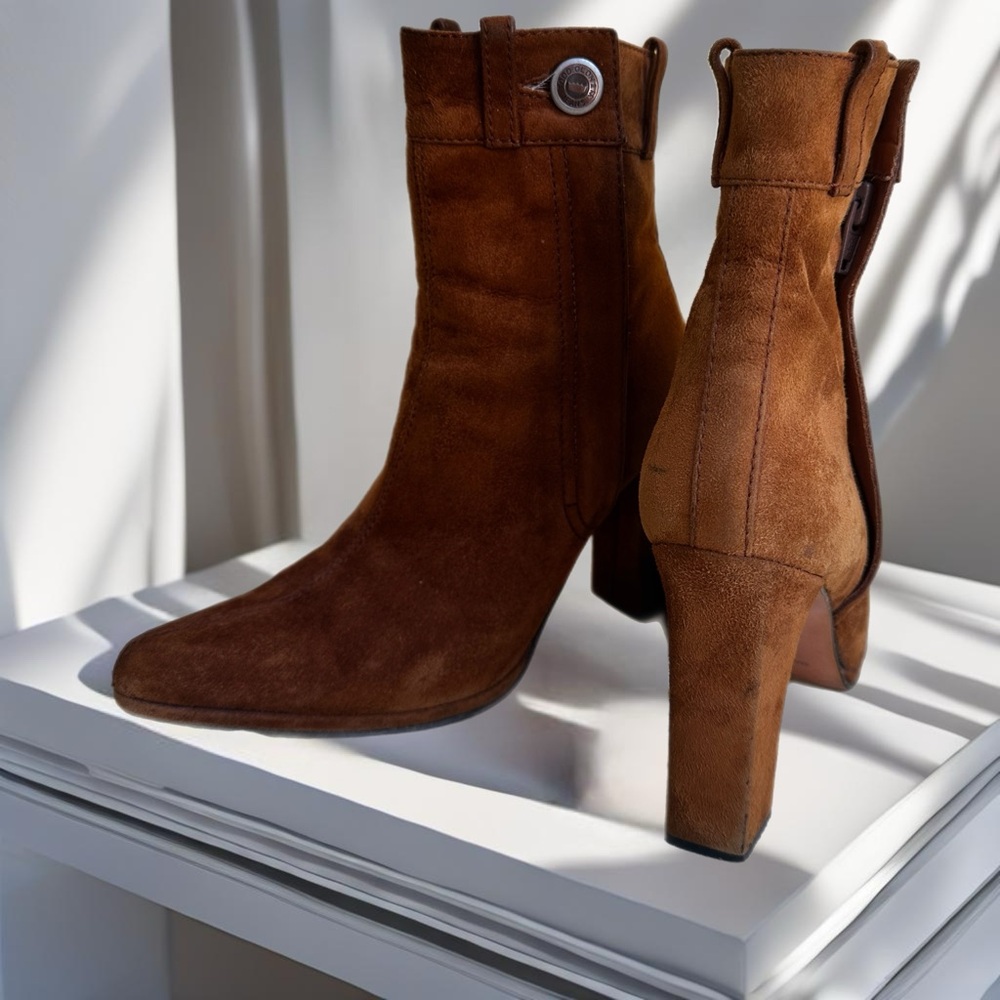 Todd Oldham-Rust Suede Ankle boot 4 Inch Heel-Size 6